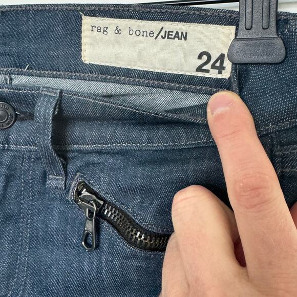 Rag & Bone Kensington Skinny Zippered Moto Jeans in Alice Blue Size 24 - Picture 5 of 7